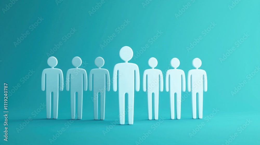 Leadership icon with a simple, clean graphic of a person standing out among a group Leadership icon with a simple, clean graphic of a person standing out among a group
