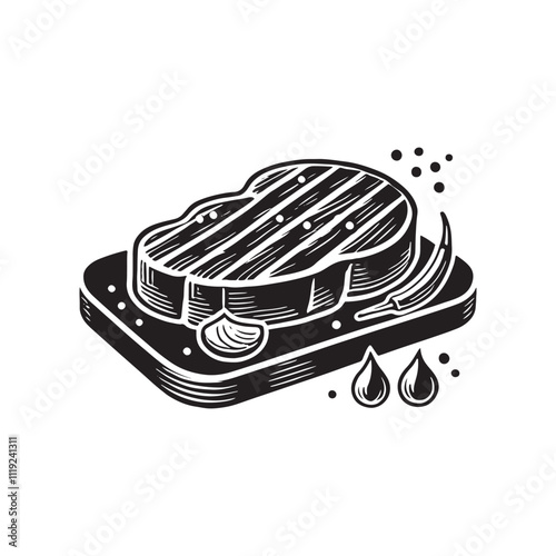 Beef Steak Vector - Silhouette of Beef Steak - Illustration of Beef Steak.
