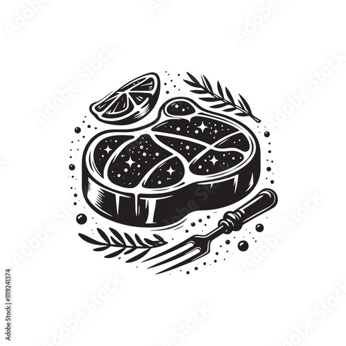 Beef Steak Vector - Silhouette of Beef Steak - Illustration of Beef Steak.
