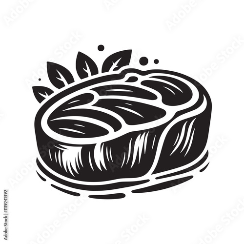 Beef Steak Vector - Silhouette of Beef Steak - Illustration of Beef Steak.