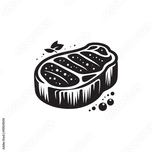 Beef Steak Vector - Silhouette of Beef Steak - Illustration of Beef Steak.