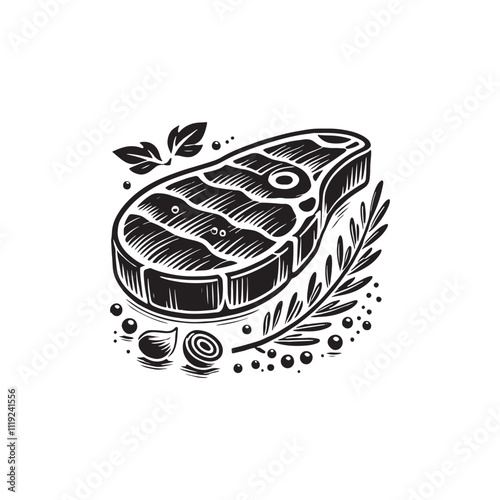Beef Steak Vector - Silhouette of Beef Steak - Illustration of Beef Steak.