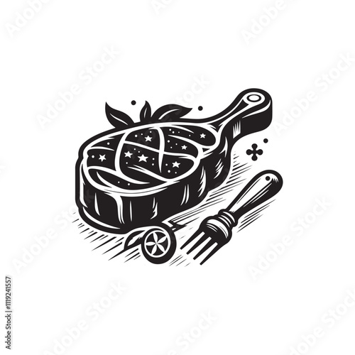 Beef Steak Vector - Silhouette of Beef Steak - Illustration of Beef Steak.