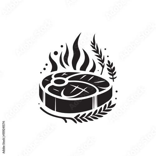Beef Steak Vector - Silhouette of Beef Steak - Illustration of Beef Steak.
