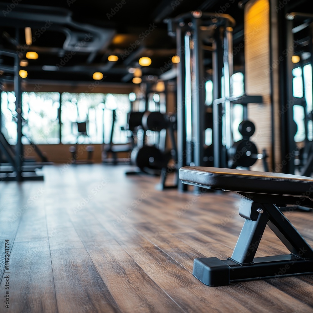 Modern gym interior with fitness equipment. Modern gym interior with fitness equipment.