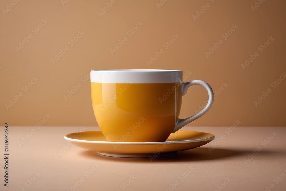 there is a yellow cup and saucer on a table there is a yellow cup and saucer on a table
