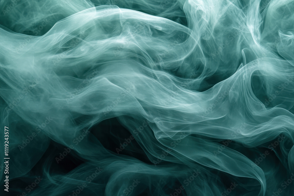 Abstract swirling teal smoke on black background. Abstract swirling teal smoke on black background.