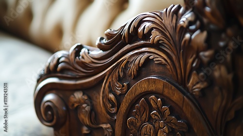 A wooden chair with a floral design on it