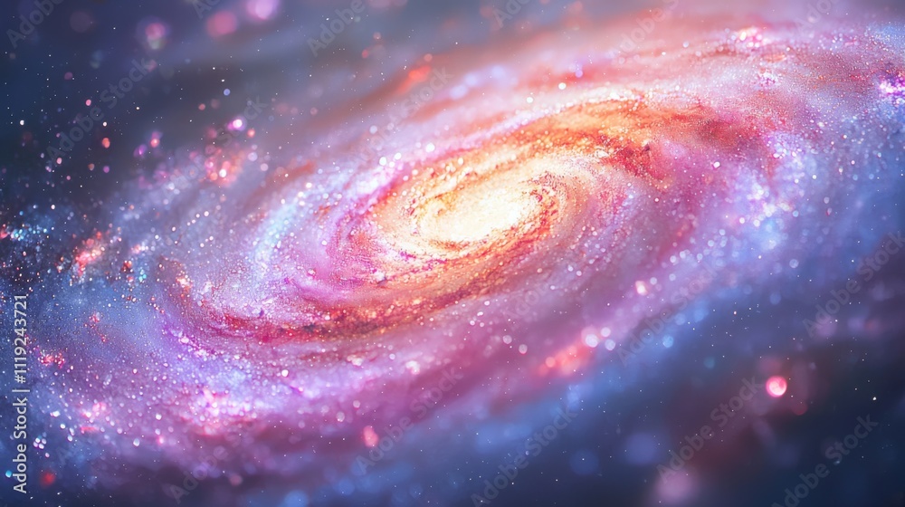 Fototapeta premium Cosmic Galaxy Swirl Pink Blue Gold Nebula Space Background