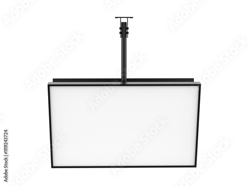 Outdoor digital ceiling mounted display screen mockup template, 3d illustration.
