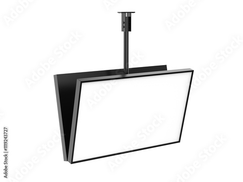 Outdoor digital ceiling mounted display screen mockup template, 3d illustration. photo