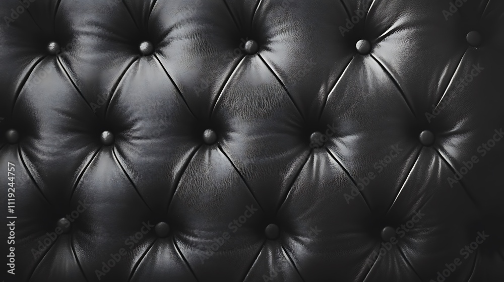 Fototapeta premium A black leather couch with a black and white pattern