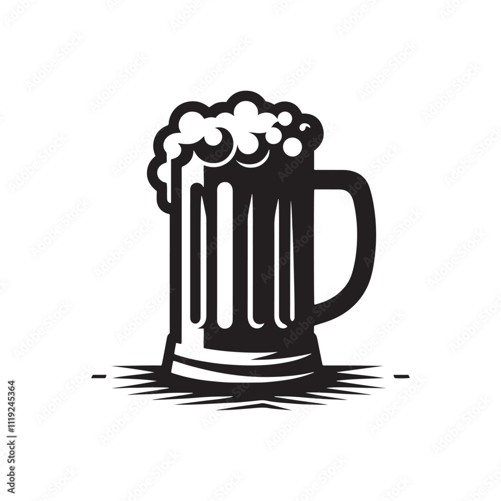Silhouette of Beer Mug - Minimalist Beer mug Vector - Beer Mug Illustration. Silhouette of Beer Mug - Minimalist Beer mug Vector - Beer Mug Illustration.
