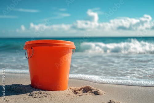 Orange Bucket on the Beach