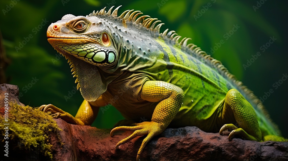 Discovering Brachylophus Fasciatus: The Stunning Green Iguana Living in a Terrarium at Zoo Lodz, Poland Discovering Brachylophus Fasciatus: The Stunning Green Iguana Living in a Terrarium at Zoo Lodz, Poland