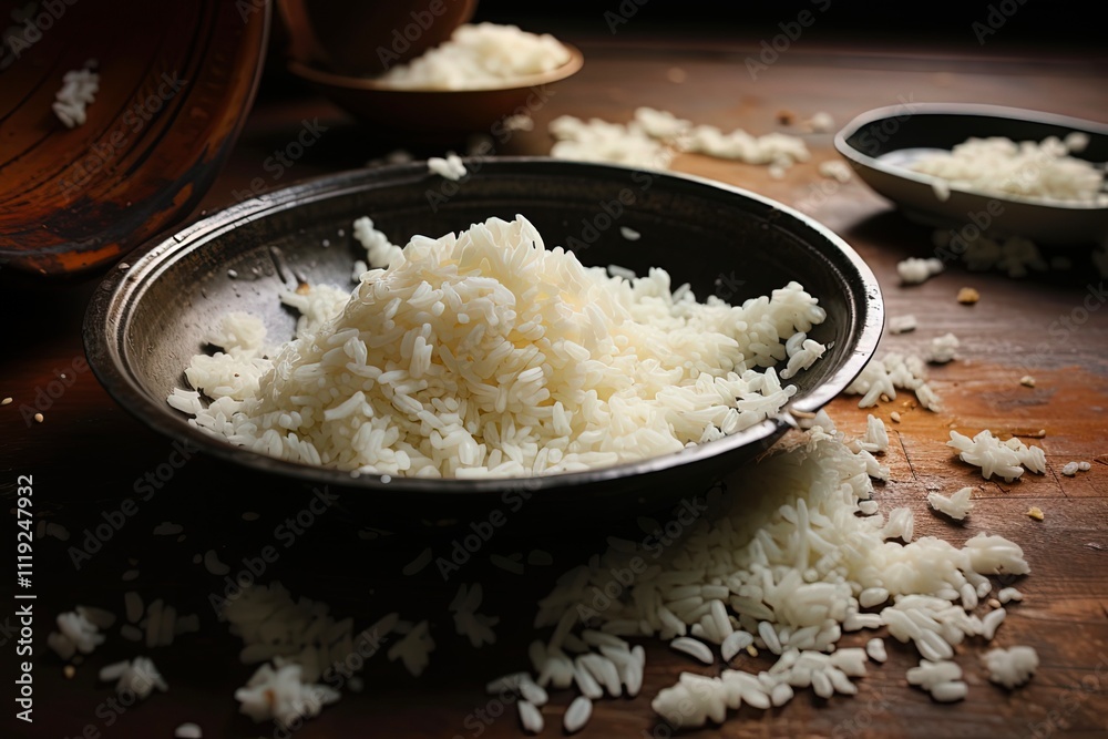 Healthy Broken Rice Bowl. Delicious and Nutritious Asian Cuisine with Glutinous Rice Texture Healthy Broken Rice Bowl. Delicious and Nutritious Asian Cuisine with Glutinous Rice Texture