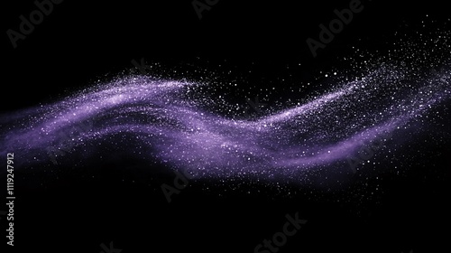 黒い背景と紫のキラキラした粒子が波の様に舞うCG画像