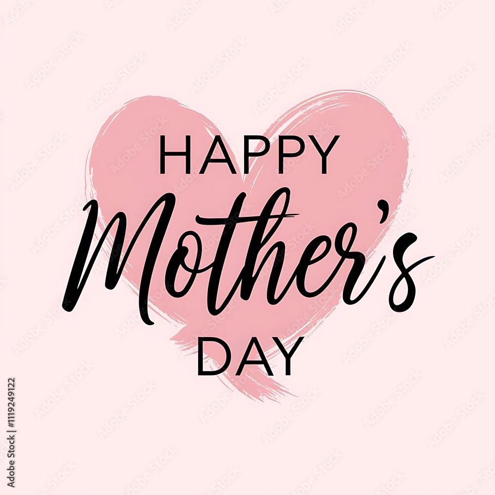 Minimalist Mother's Day Design with Pink Brushstroke Heart and Elegant Typography in Black on a Clean White Background Minimalist Mother's Day Design with Pink Brushstroke Heart and Elegant Typography in Black on a Clean White Background
