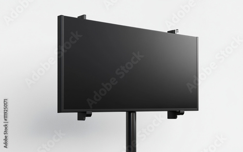 blank black billboard standing on metal pole, ready for advertising