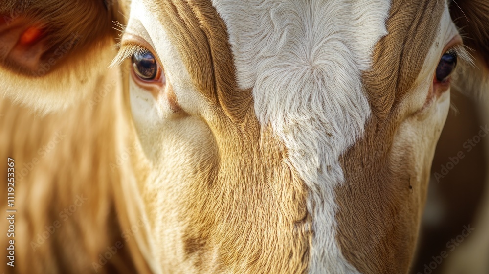 Close-Up Portrait of a Brown and White Cow