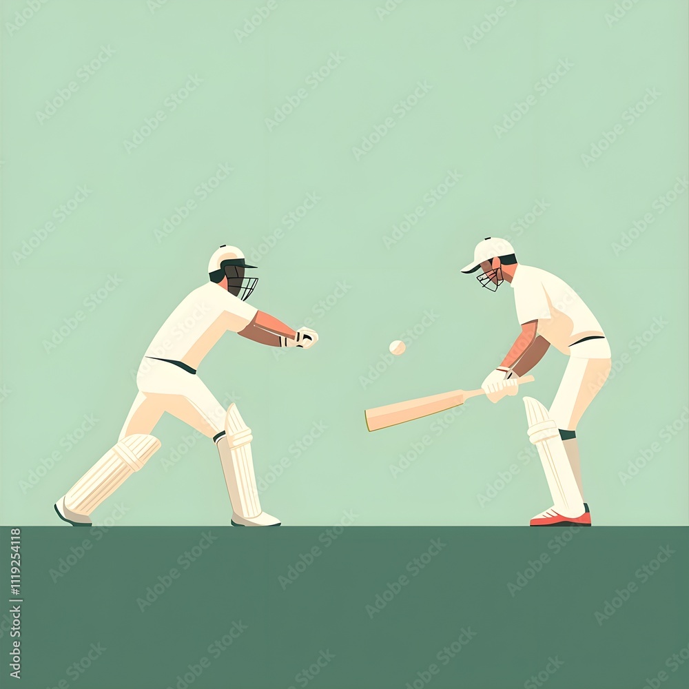 Fototapeta premium Cricket match excitement stadium field digital art daylight player perspective sportsmanship