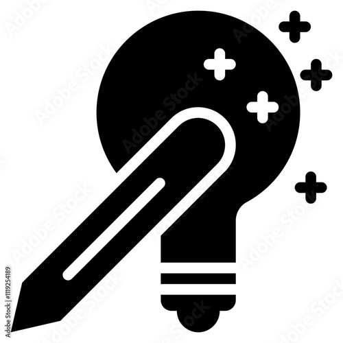 bulb idea working pencil solid glyph icon