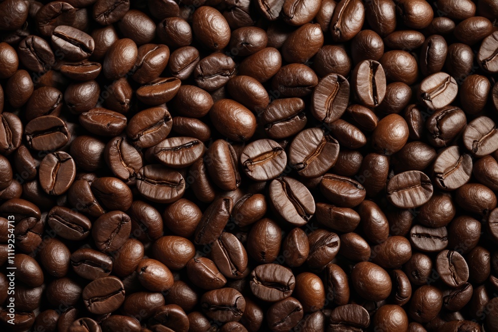 Fototapeta premium a close up of a pile of coffee beans with a brown background