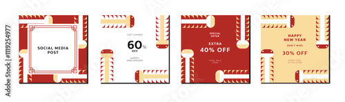 Chinese New Year 2025 abstract square art templates with snake geometric pattern elements 7