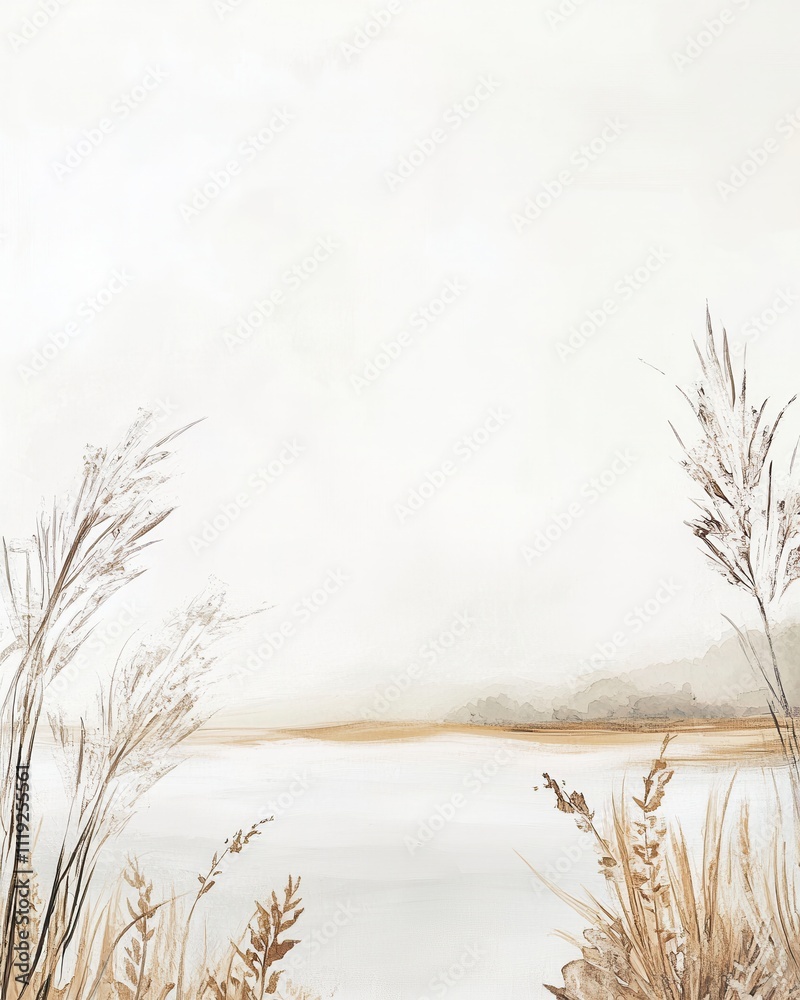 Fototapeta premium Vintage landscape art painting, wall art, design, realistic, textured painting