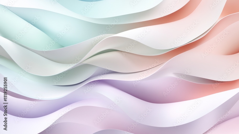 Obraz premium Abstract wavy pattern in soft pastel colors, ideal for backgrounds and design projects.