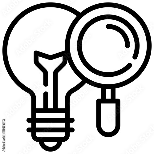 bulb search finding magnifying simple line icon