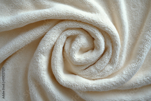 Swirled cream sherpa blanket, soft texture.