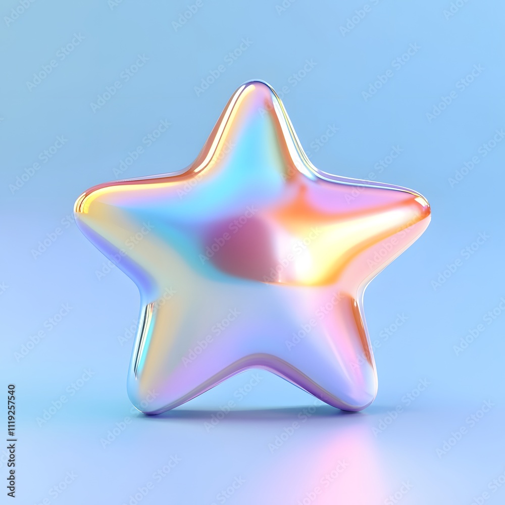Rainbow pearl color 3d stars graphic illustration, Generative AI Rainbow pearl color 3d stars graphic illustration, Generative AI