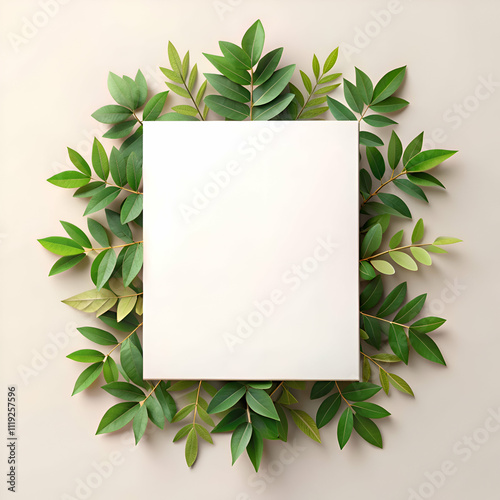 Elegant Greenery Frame with White Paper Mockup