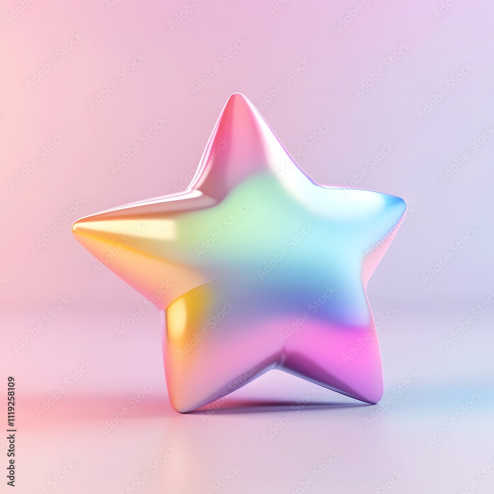 Rainbow pearl color 3d stars graphic illustration, Generative AI Rainbow pearl color 3d stars graphic illustration, Generative AI