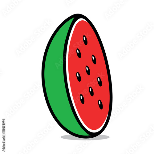 Cartoon illustration of watermelon half and sliced isolated on white background. 