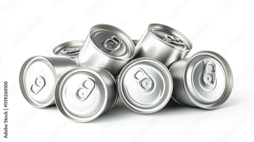 Aluminium cans different sizes for soda or beer isolated on white background. Vector realistic mockup of metal tin cans for drink front view. 3d template of blank silver package for cold beverage Aluminium cans different sizes for soda or beer isolated on white background. Vector realistic mockup of metal tin cans for drink front view. 3d template of blank silver package for cold beverage