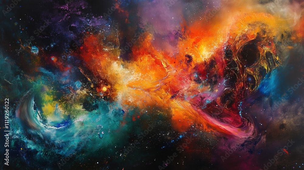 Vibrant Galaxy with Colorful Waves. Abstract cosmic energy in space - generative ai.