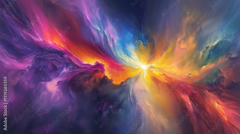 Vibrant Galaxy with Colorful Waves. Abstract cosmic energy in space - generative ai.