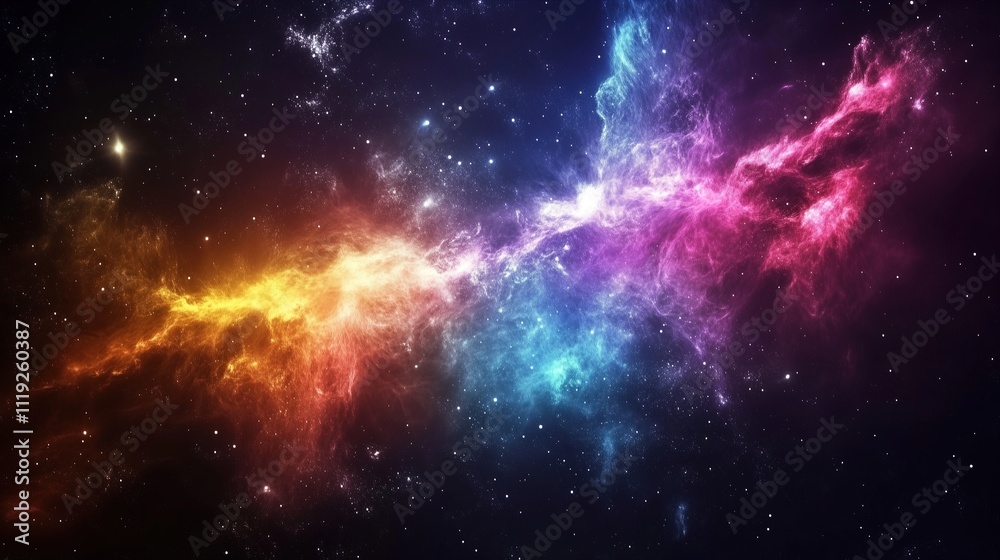 Obraz premium Vibrant Galaxy with Colorful Waves. Abstract cosmic energy in space - generative ai.