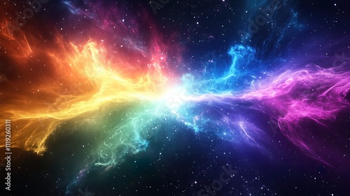 Obraz na płótnie Vibrant Galaxy with Colorful Waves. Abstract cosmic energy in space - generative ai. w salonie