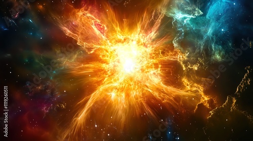 Obraz na płótnie Vibrant Galaxy with Colorful Waves. Abstract cosmic energy in space - generative ai. w salonie