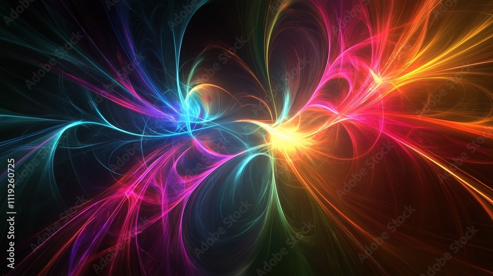 Vibrant Galaxy with Colorful Waves. Abstract cosmic energy in space - generative ai.