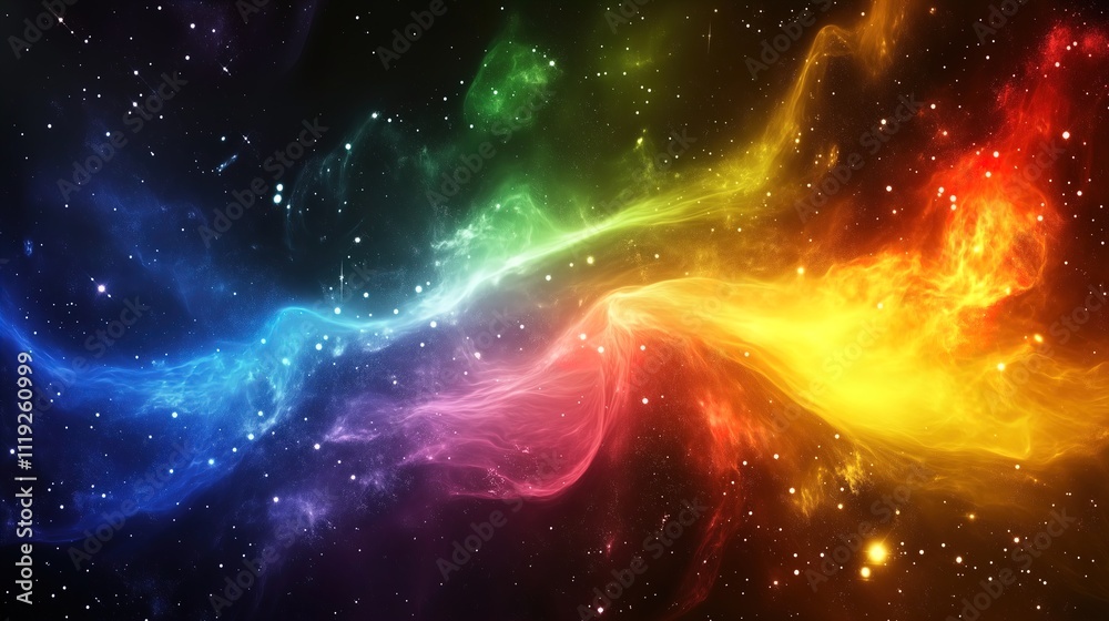 Vibrant Galaxy with Colorful Waves. Abstract cosmic energy in space - generative ai.