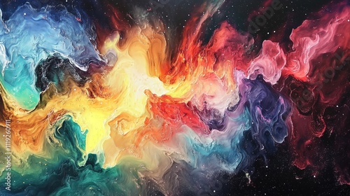 Vibrant Galaxy with Colorful Waves. Abstract cosmic energy in space - generative ai.