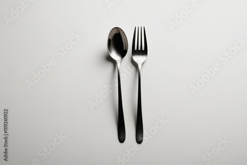 there are two forks and a spoon on a white surface