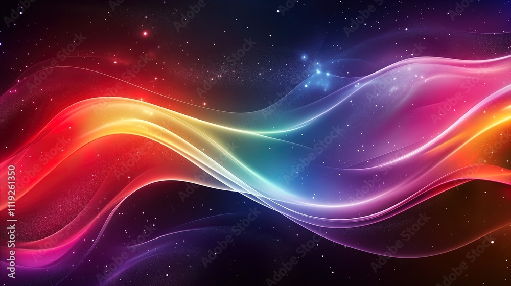 Fototapeta premium Vibrant Galaxy with Colorful Waves. Abstract cosmic energy in space - generative ai.