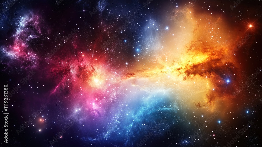 Vibrant Galaxy with Colorful Waves. Abstract cosmic energy in space - generative ai. Vibrant Galaxy with Colorful Waves. Abstract cosmic energy in space - generative ai.