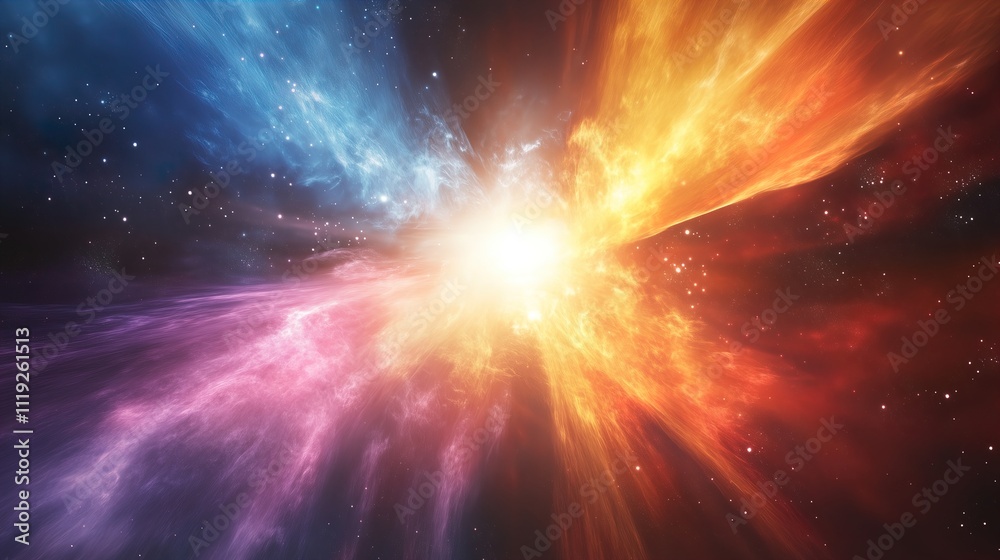 Vibrant Galaxy with Colorful Waves. Abstract cosmic energy in space - generative ai.