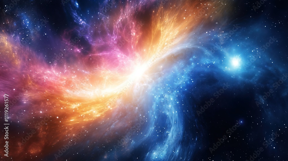 Vibrant Galaxy with Colorful Waves. Abstract cosmic energy in space - generative ai.